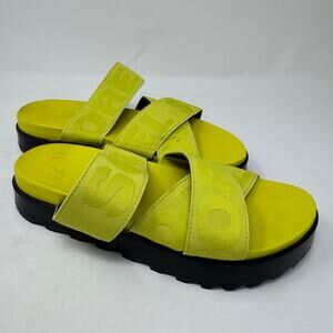 Sorel Women's 8.5 Platform Lime Adjustable Stretchy Straps Slip-on Sandal